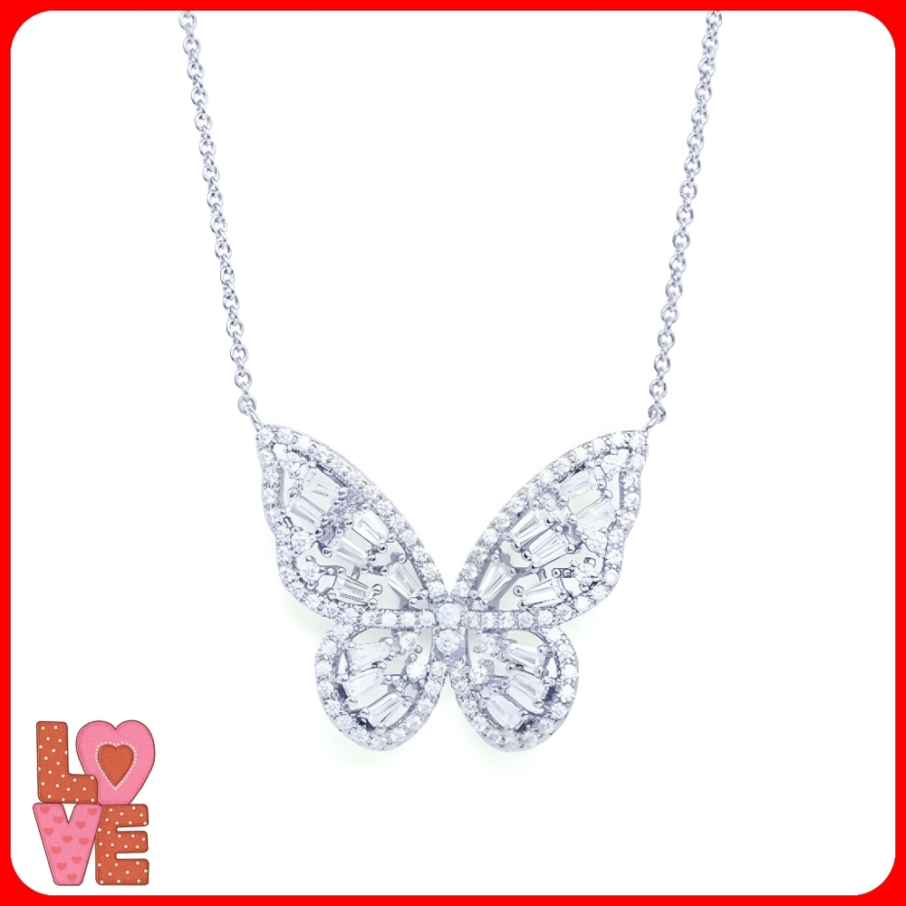 Macy's Cubic Zirconia Butterfly Pendant Necklace for Valentine's Day